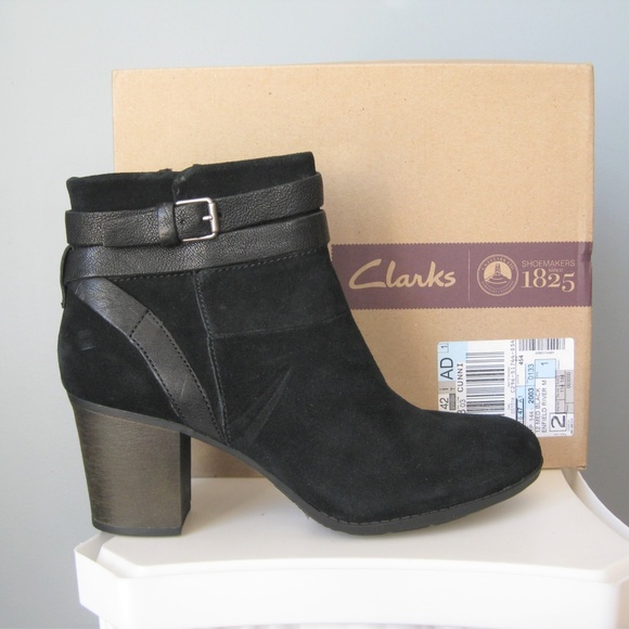 Clarks Shoes - NIB Clarks Enfield Booties Black Suede